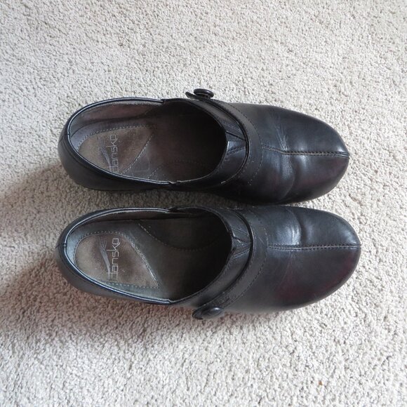 Dansko Womens Clogs/Shoes Size 7.5/8/38 Black Leather Button Detail #9815020200 - Picture 6 of 11